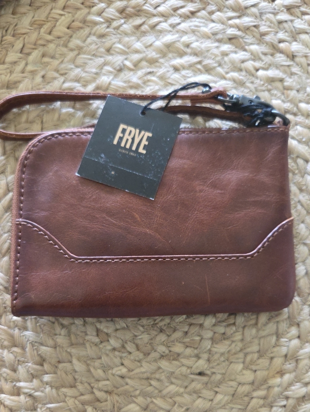 Frye Brown Leather Wristlet Clutch